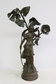Antique spelter 2-light table lamp