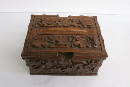19th century oak carved cigarette server