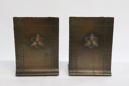Pair Craftsman hand made copper bookends