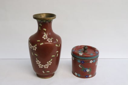 2 cloisonne pieces
