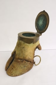 Antique hoof with bronze container