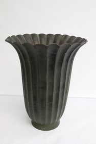 hand hammered copper bronze vase w/ artist signature