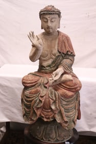 Chinese vintage polychrome sculpture of deity
