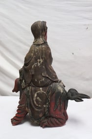 Chinese 16th/17th c. polychrome wood carved deity
