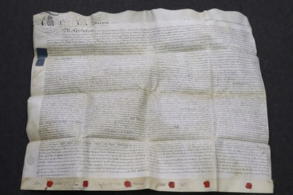 Large 18th c. handwritten document in vellum, dated 1785
