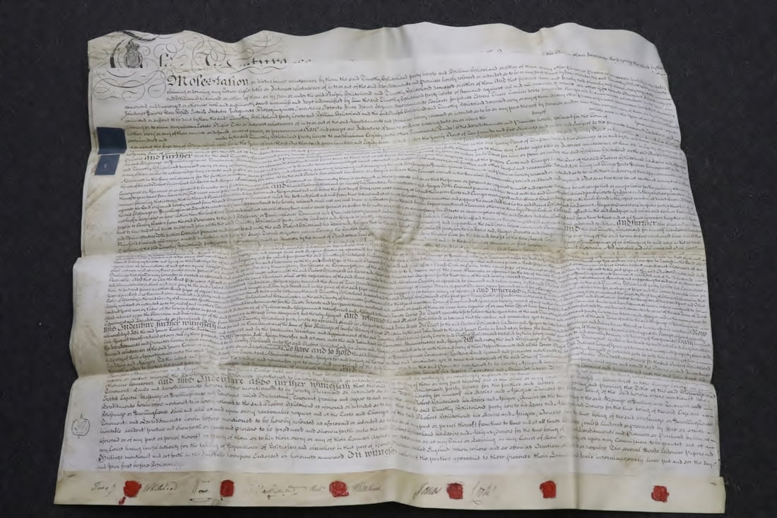 Large 18th c. handwritten document in vellum, dated 1785 (1 of 14)