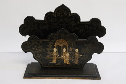 Antique Chinese 19th c. paper Mache letter holder