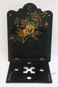 Victorian paper Mache wall hanging letter holder