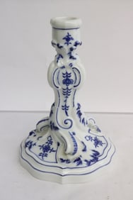 A Meissen blue and white candle holder