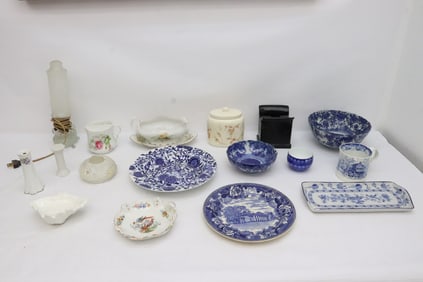 Lot of misc. porcelain and glass pieces, repair, chip