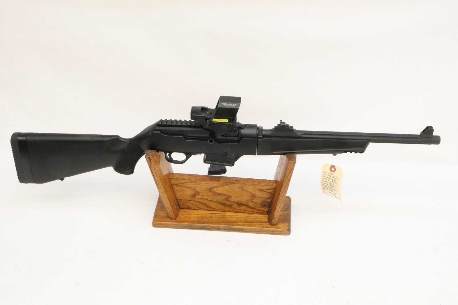 Ruger, PC Carbine, 9mm, Semi auto: Barrel length: 16", serial #: 912-81177, condition as new, Crimson trace light, BSA accessories included, non threaded barrel, one 10rd magazine. California ok, no international shipping, California a