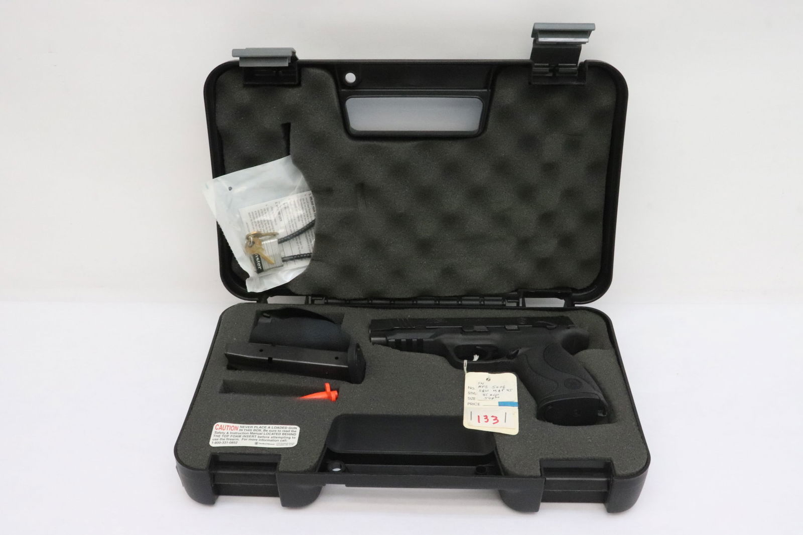 Smith & Wesson, M&P45, 45 ACP, Semi auto: Barrel length: 4.5", serial #: MPS 5006, Product code 109106. NO California buyer, out of state buyers only, no international shipping, no California transfer. Buyer is responsible for checking local