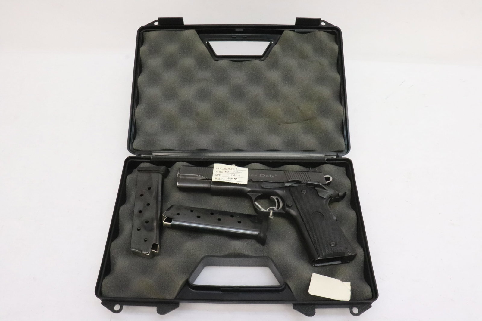 Charles Daly, Field 1911-A1, 45 ACP, Semi auto: Barrel length: 5", serial #: 769503. NO California buyer, out of state buyers only, no international shipping, no California transfer. Buyer is responsible for checking local laws before bidding. For 