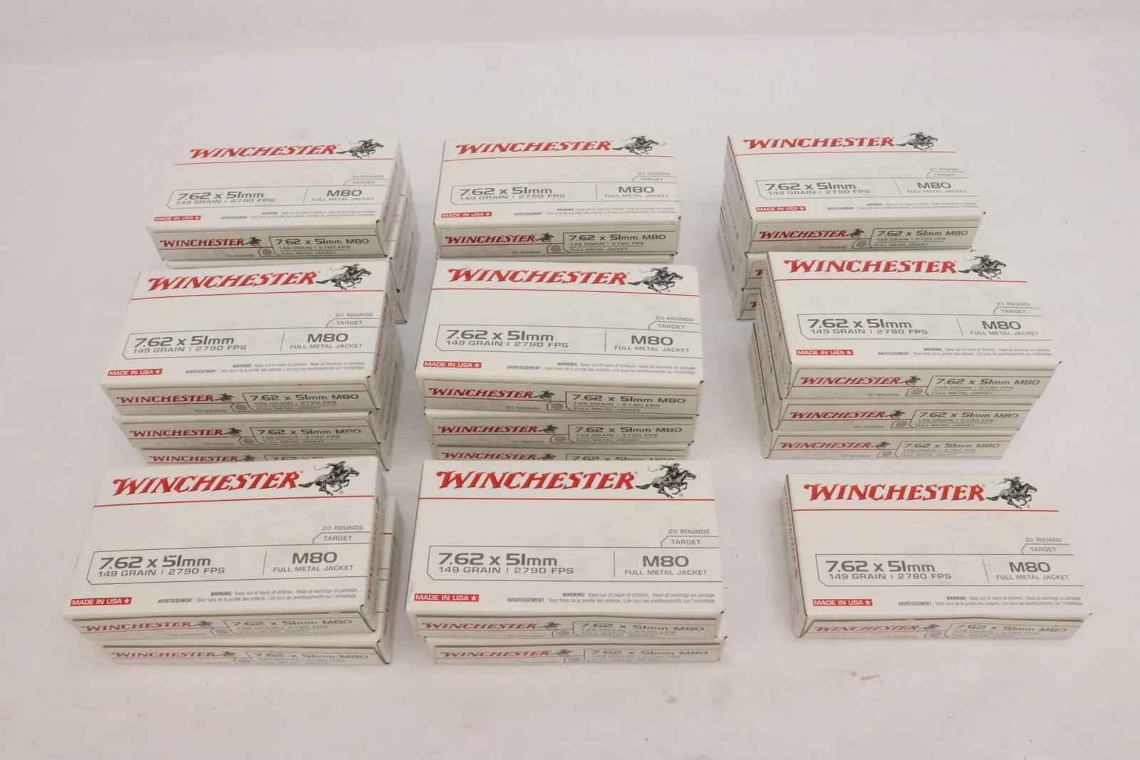 Winchester 7.62 x51mm, 149 gr., full metal jacket: Winchester 7.62 x51mm, 149 gr., full metal jacket, 20/ box, total 23 boxes