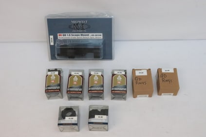 Lot of 7 scope mounts, and 2 boxes of QD rings
