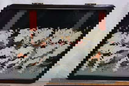 A rare Japanese reverse painted panel