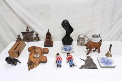 Lot of wood items, and 2 German beer steins