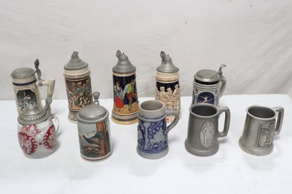 10 German beer steins