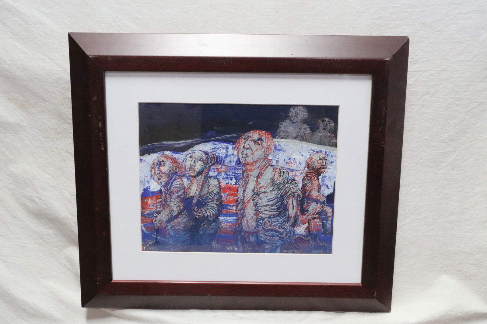 Silk screen "Concertina" by Gerald Epplele, #872: Silk screen "Concertina" by Gerald Epplele, #872, 9.7"x12.5" (F:18.4"x21.15"x1.25")