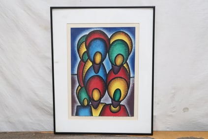 An oil painting of abstract subject, signed Adeyemi