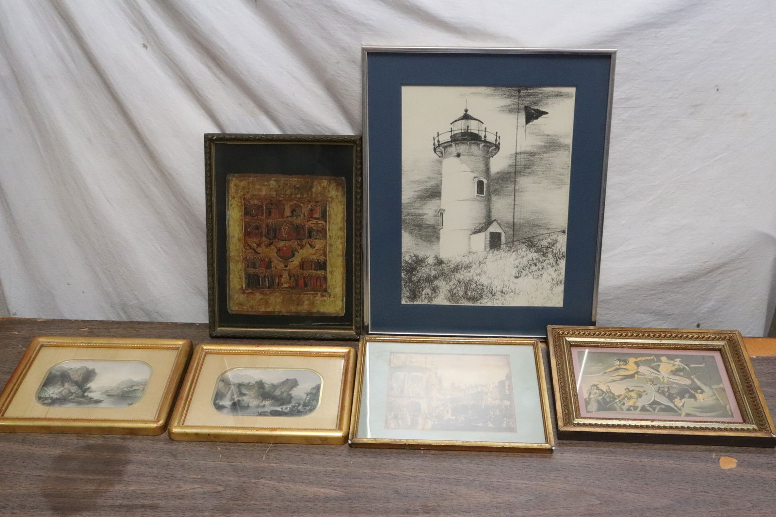 6 vintage etchings, prints, etc. (1 of 9)