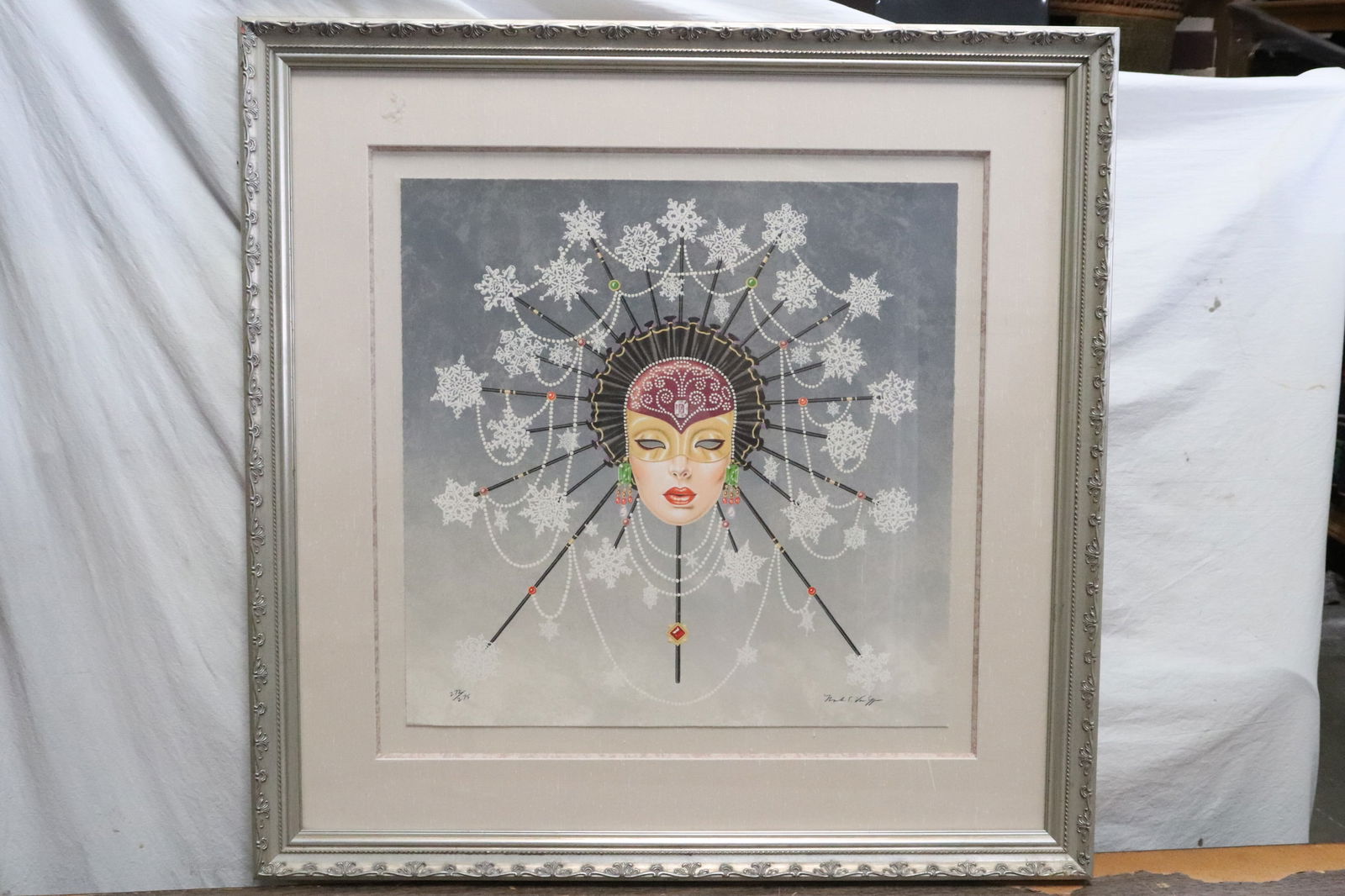 Pencil signed lithograph "mask" by Mark Van Epps (1 of 8)