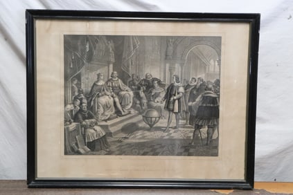 Large antique engraving "Columbo" dated 1851