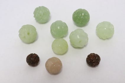 Lot of misc. jade like stone carved beads