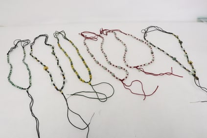 6 jadeite like bead necklaces