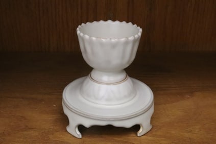 white glazed porcelain wine cup with holder