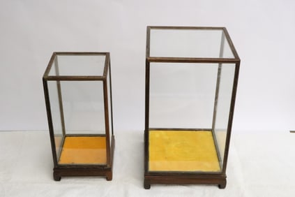 2 rosewood framed storage case