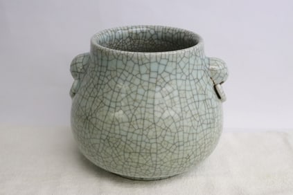 Large crackleware handled censer