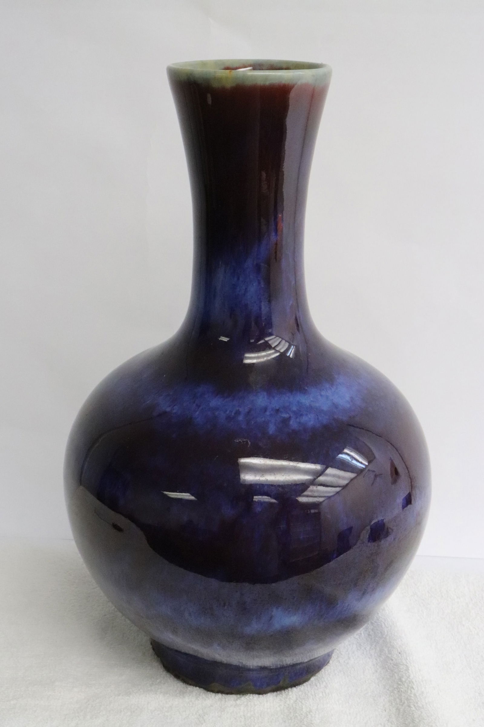 Large chinese purple on blue bottle vase (1 of 9)