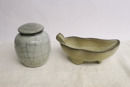 2 crackleware pieces