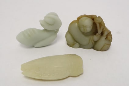3 Chinese jade like carved ornaments