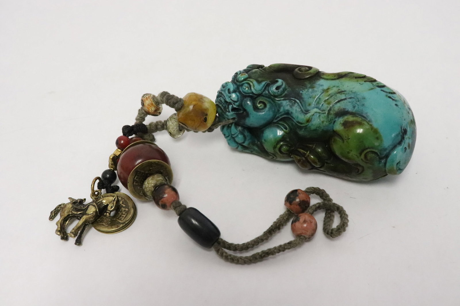 Resin sculpture of qilin with attachment (1 of 8)