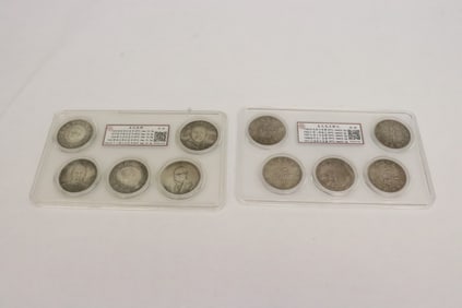 2 panels of reproduction coins