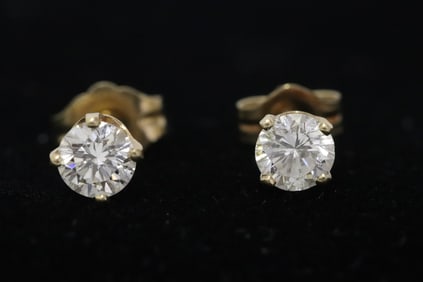 Pair 14K Y/G diamond earrings