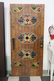 An art deco door with art glass decoration