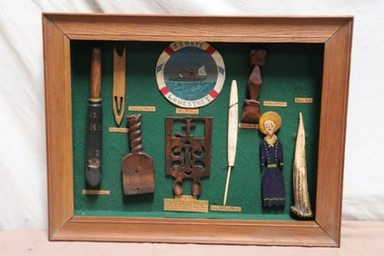 Case of antique nautical collectibles