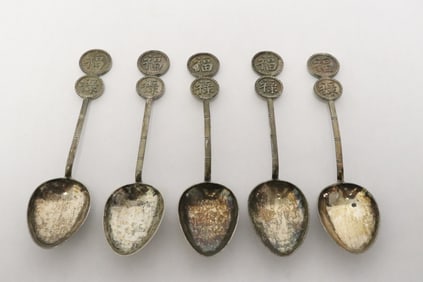 5 Chinese silver spoons