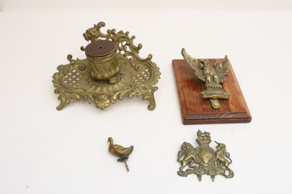 Ink stand (no top), door knocker, and etc.