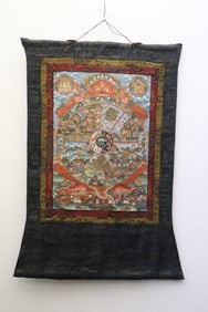 Beautiful Chinese vintage hand painted thangka