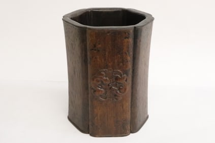 Chinese vintage wood carved brush holder