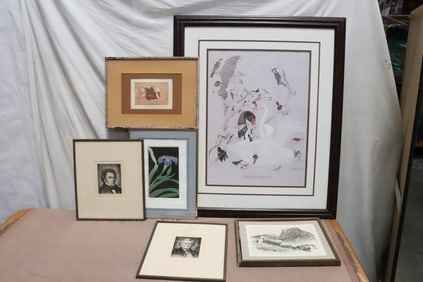 6 pencil signed etchings