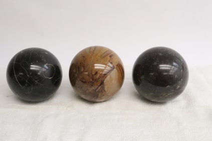 3 polished natural geo stone balls