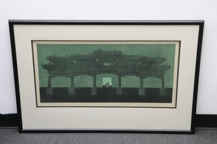 Fang Huimin woodblock print , artist proof, c1990, signed