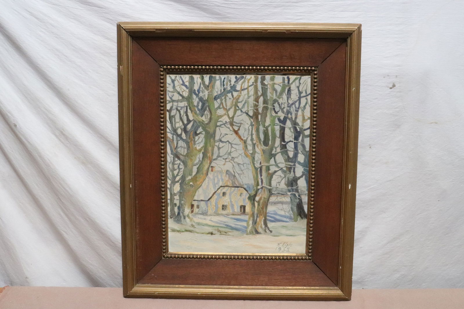 Franz List oil on canvas "country scene" (1 of 8)