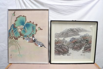 2 Chinese framed watercolor paintings