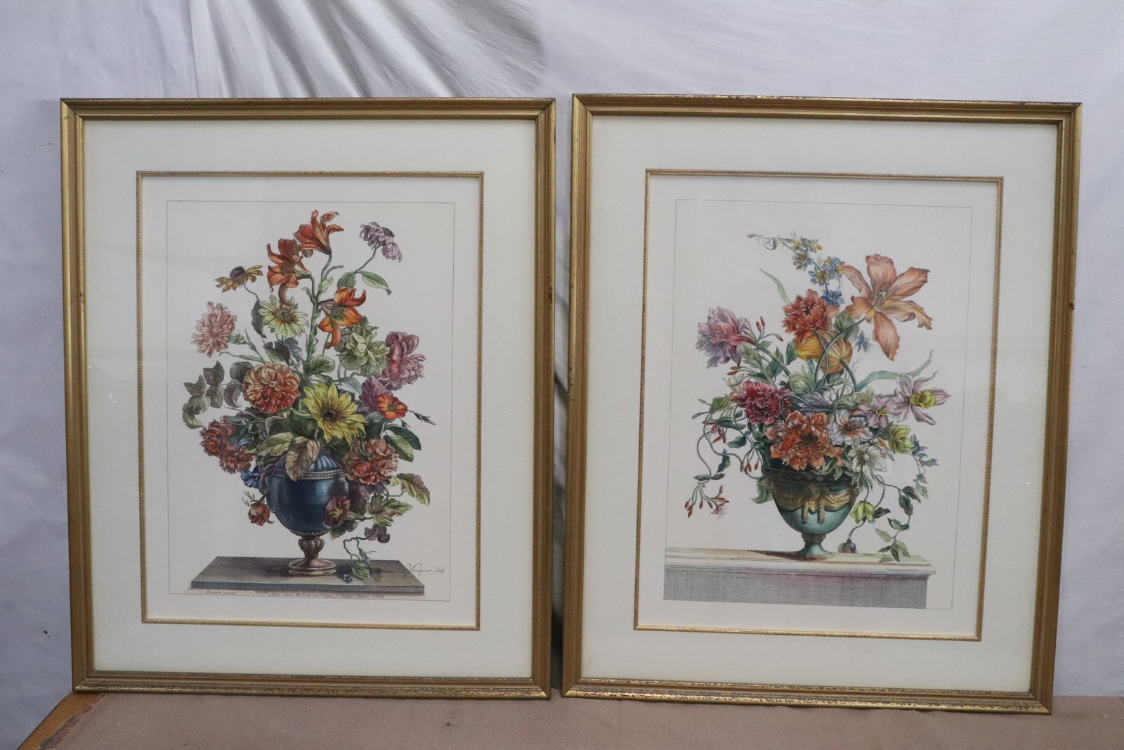 Pair botanic etchings: Pair botanic etchings, 21.2"x15.3" ea (F:32"x26"x0.85" ea)